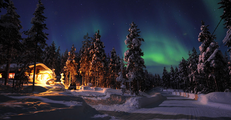 Lappland Blockhütte Polarlichter Lappland Polarlichter Reisen